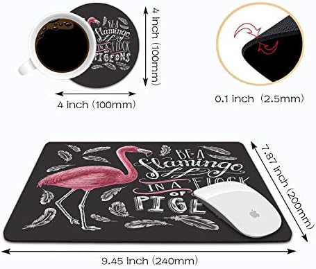 LOWORO Mouse Pad ve Bardak Seti, bir Flamingo bir Sürü Güvercinler İlham Mouse Pad, kaymaz Kauçuk Taban Dikdörtgen fare altlığı